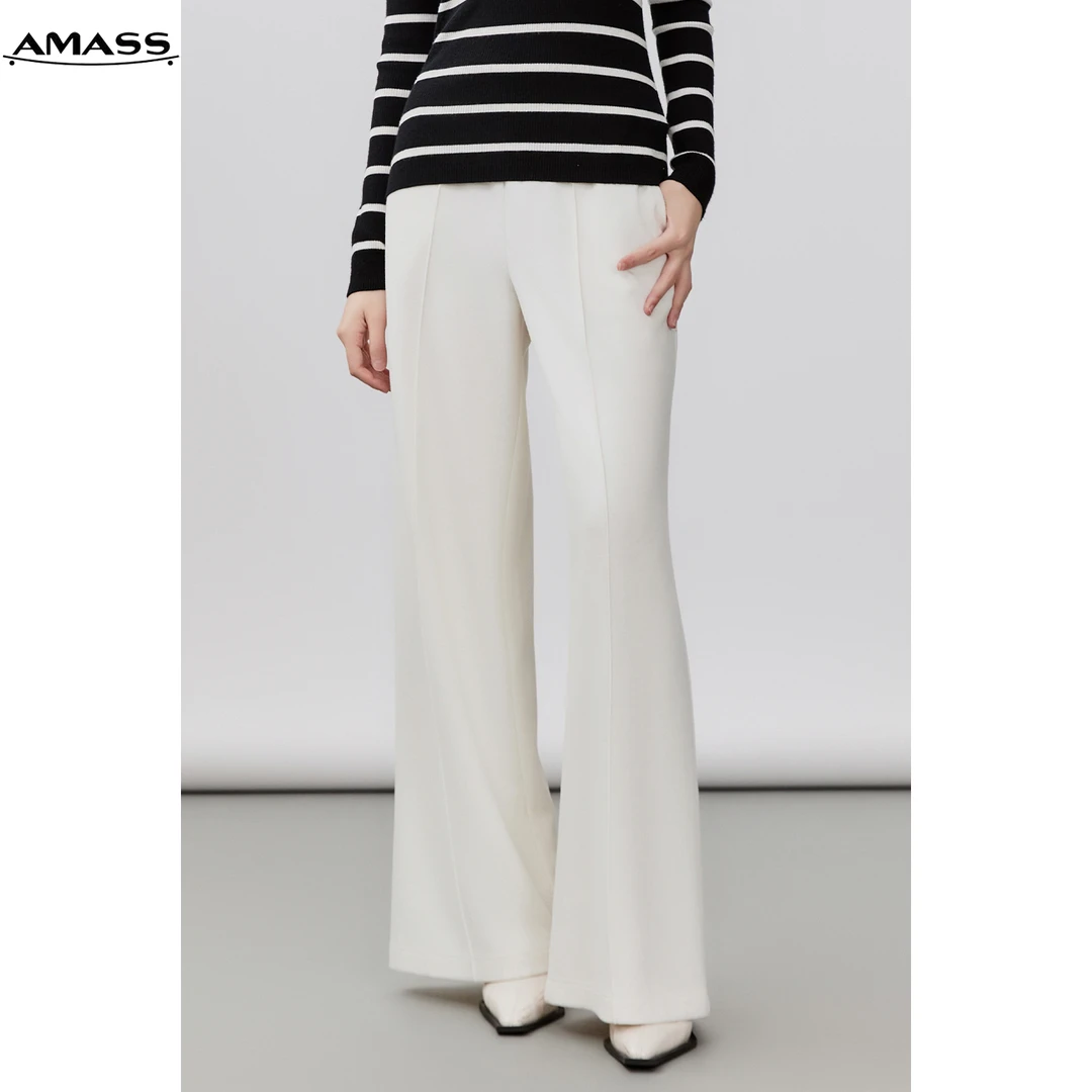 AMASS/阿玛施时尚保暖热力感宽松显瘦中腰松紧腰直筒裤女 5100360