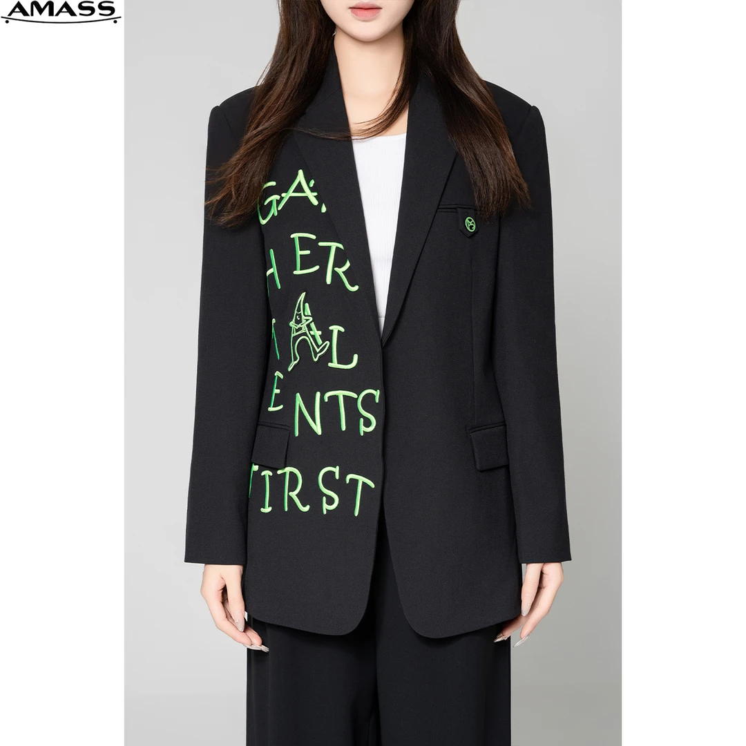 AMASS/阿玛施几何图案印花字母设计男友风韩版小西装外套 5400604