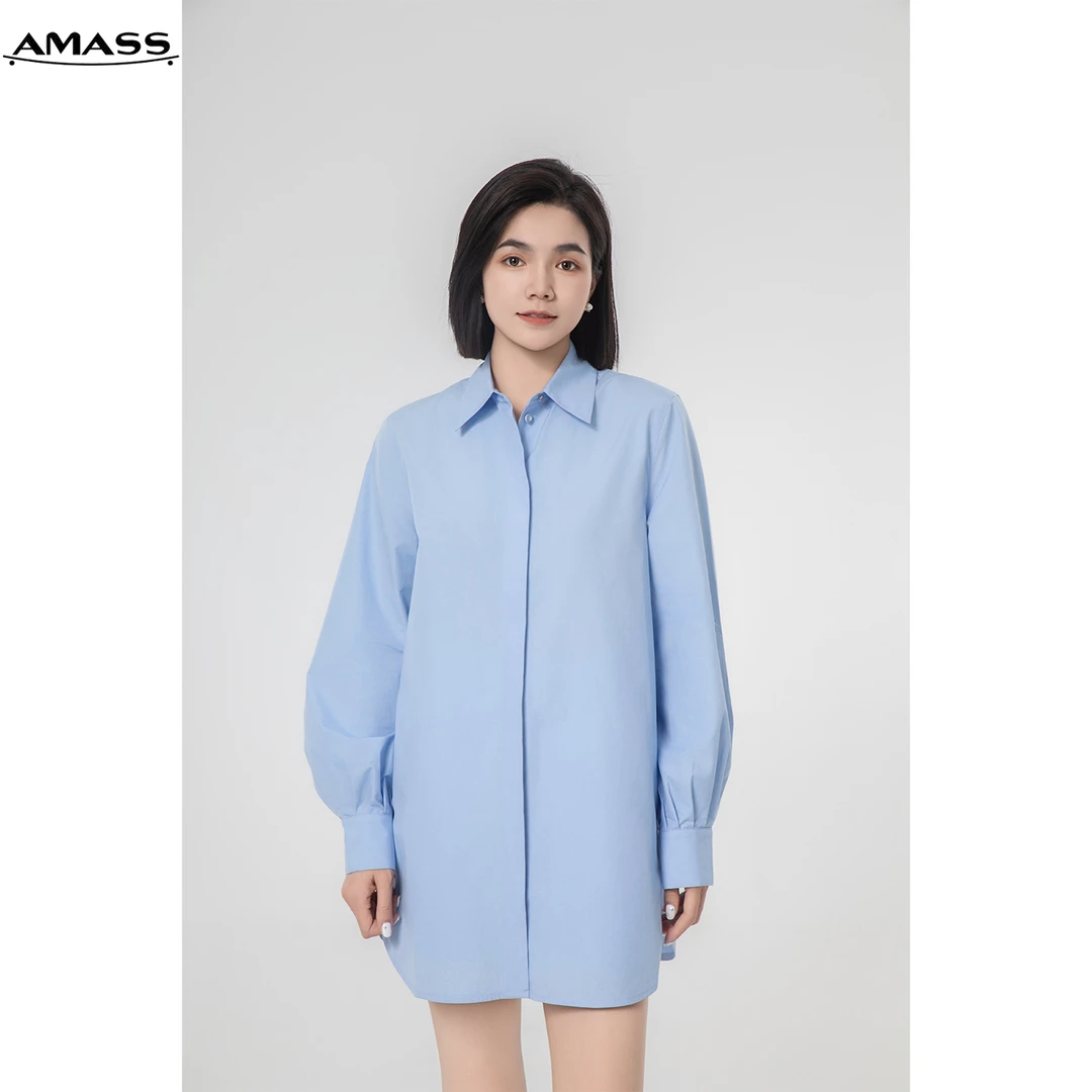 AMASS/阿玛施春夏新款轻职场高级宽松经典条纹长袖衬衫女 5300701