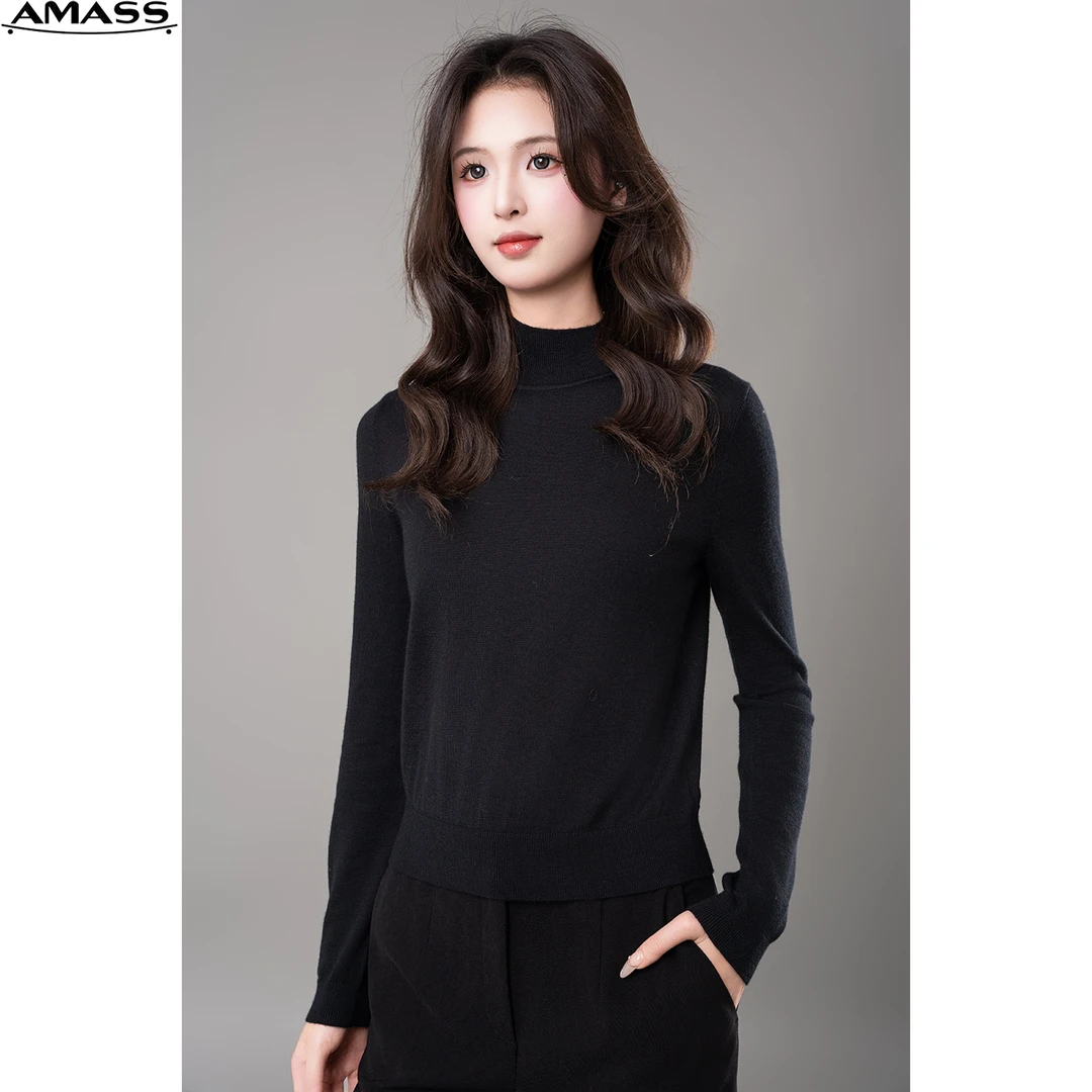 AMASS/阿玛施秋冬新款半高领打底套头羊绒打底衫保暖内搭 5399572