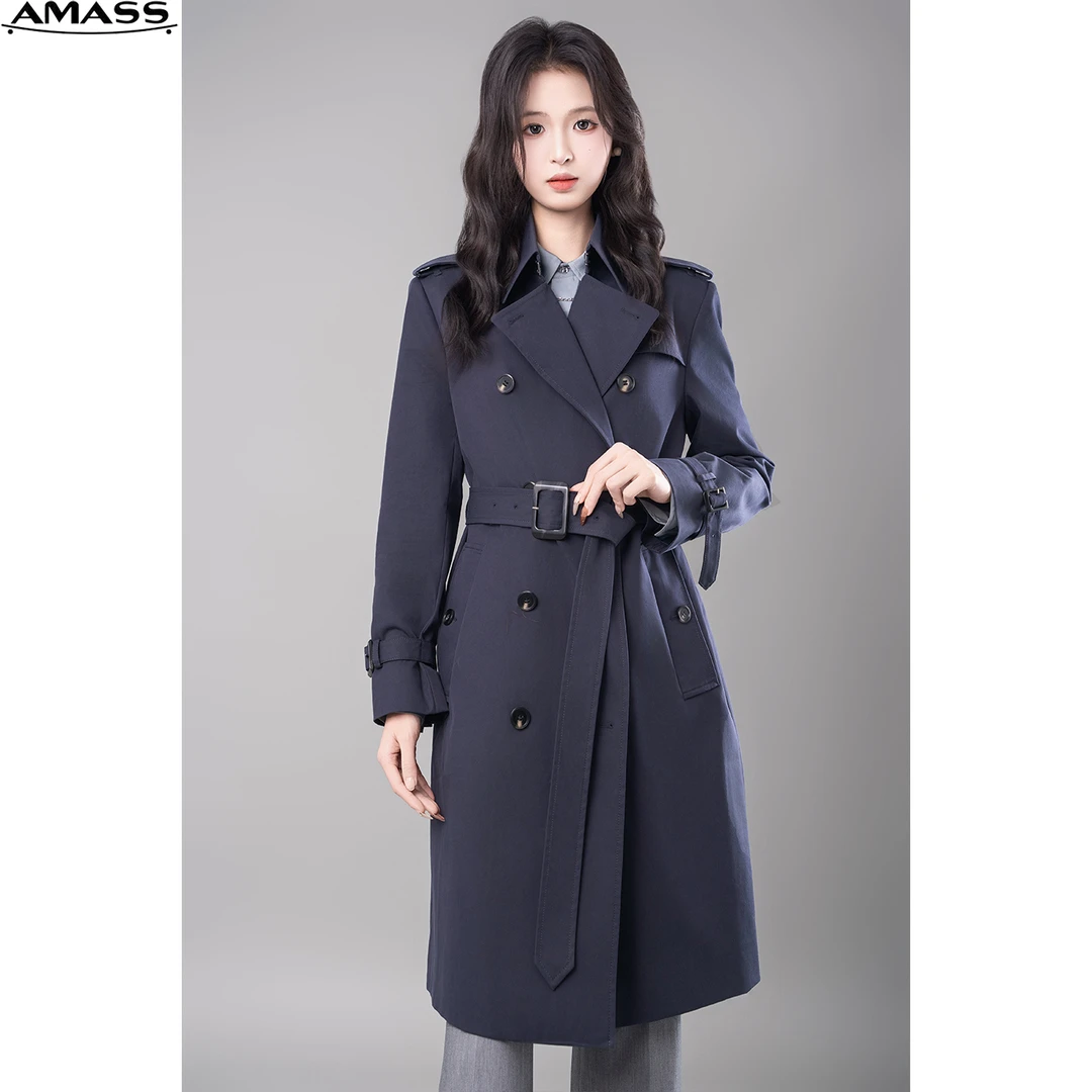AMASS/阿玛施新款复古经典双排扣中长款风衣时尚休闲高级 5400901