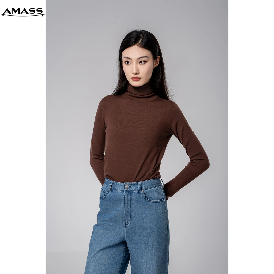 AMASS/阿玛施秋冬高领显瘦修身纯色保暖打底衫羊毛针织衫 5399471