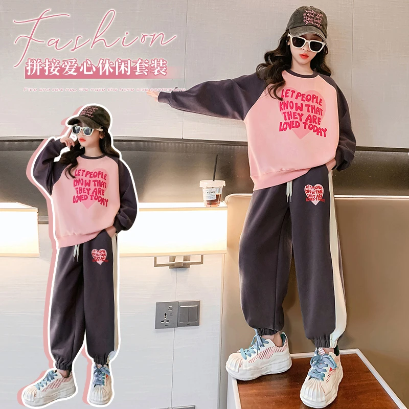 女童运动套装秋装2024新款时髦大童潮酷穿搭卫衣儿童春秋季阔腿裤