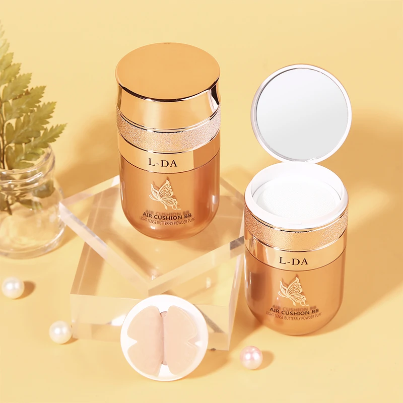 遮暇不脱妆蝴蝶粉扑气垫遮瑕bb霜不卡粉蝴蝶粉扑象牙白持妆一体式