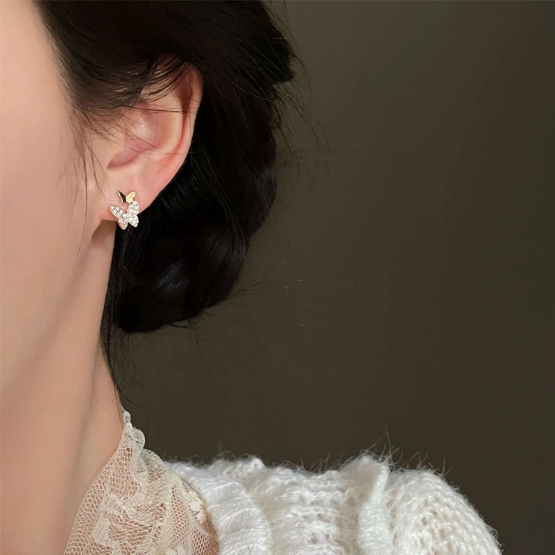 Minky/Minky 铜合金耳饰 森系蝴蝶耳夹女生配饰耳饰蚊香盘|新比翼