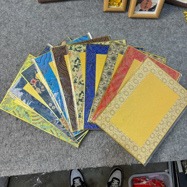 A4宋锦卡【到手十张】加厚硬卡熟宣小楷工笔没骨水彩画
