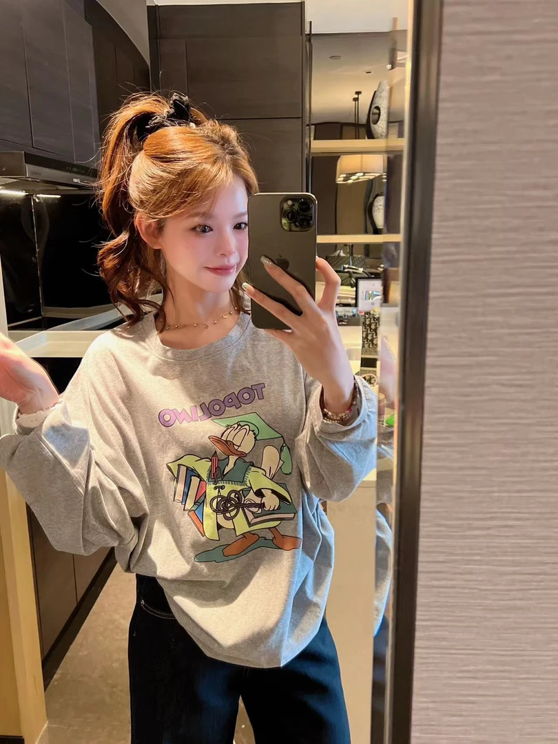 xxxwxz王希之 荧光唐老鸭 ~灰色长袖T恤#12819