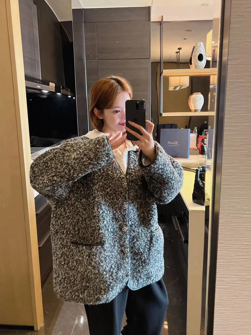 xxxwxz王希之  韩系墨菲斯时尚杂色百搭加厚保暖外套#z1184