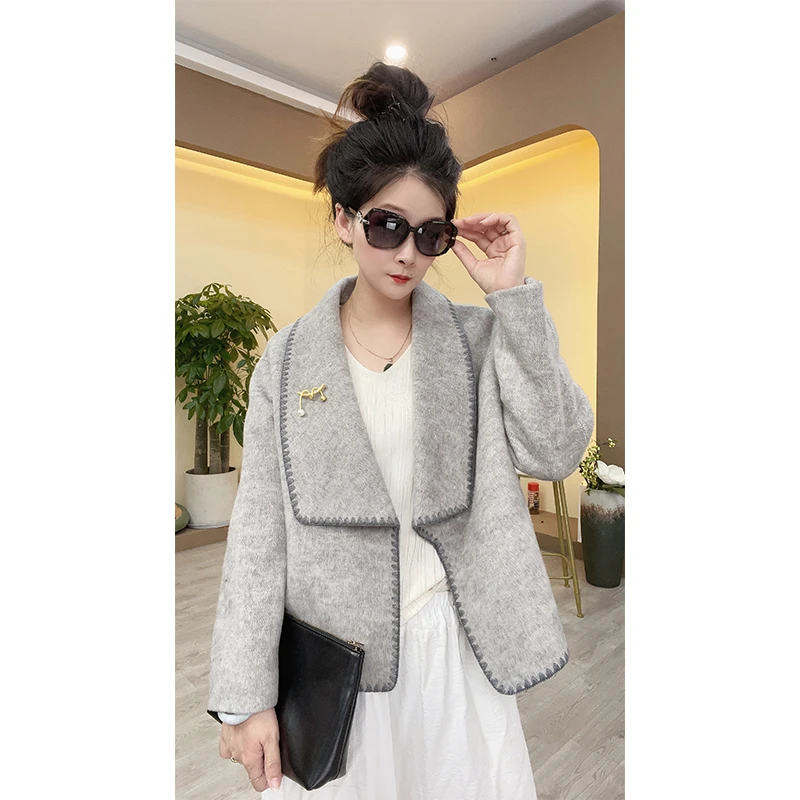 2023年秋季新款潮流时尚毛呢短款外套2005