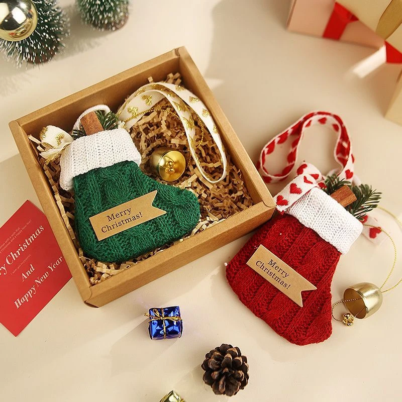 圣诞袜铃铛挂件装饰品圣诞节树车挂饰小礼物礼盒装氛围感场景布置