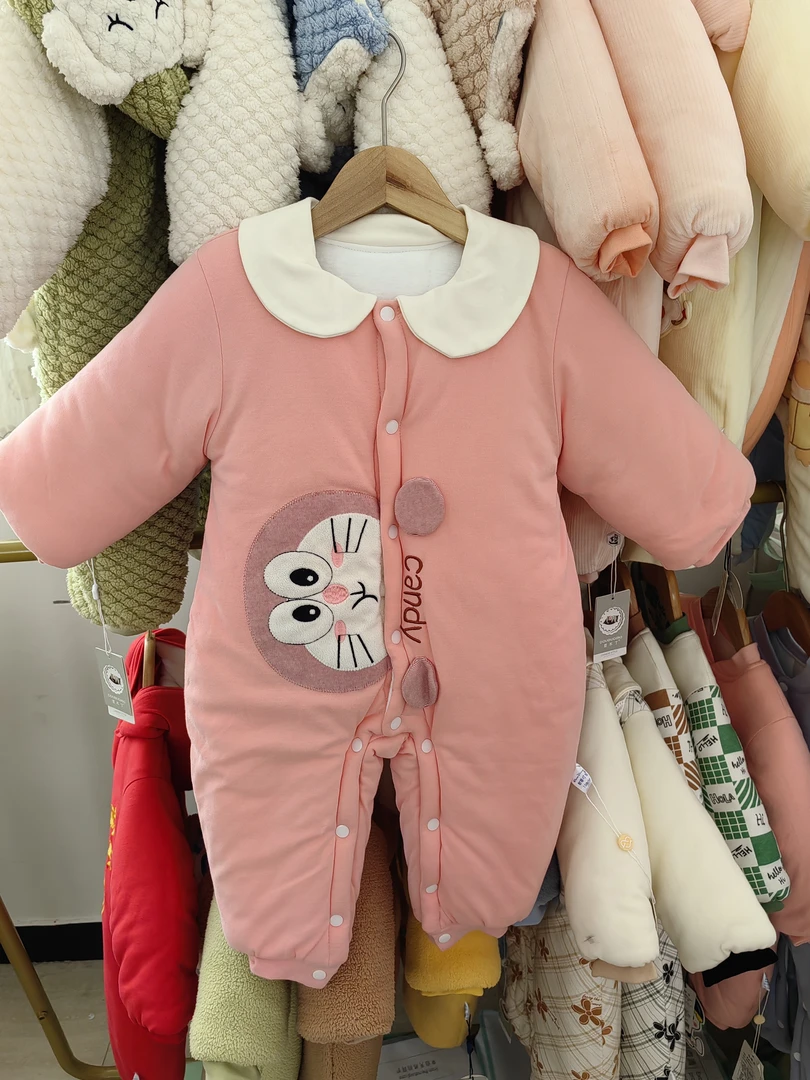 400克A类加厚新生儿宝宝冬季夹棉外出服婴儿连体保暖爬服