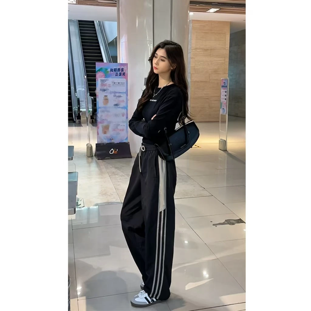 RICHWENWEN美式复古速干运动裤户外透气中性直筒拖地长裤春夏秋款