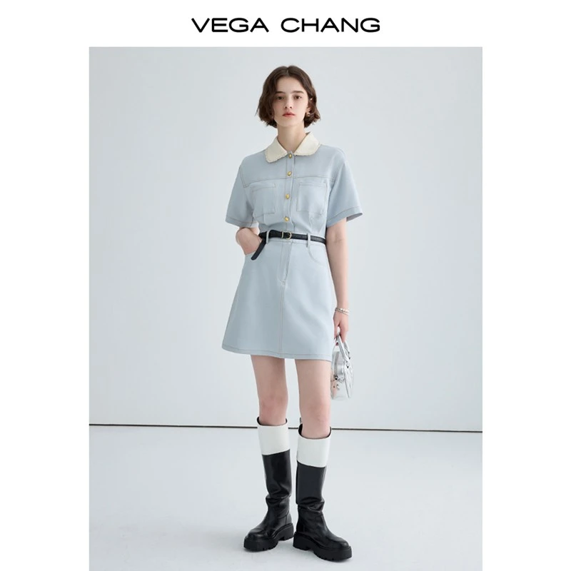 VEGA CHANG2025夏季新款复古小众韩系高腰显瘦设计感宽松连体裤