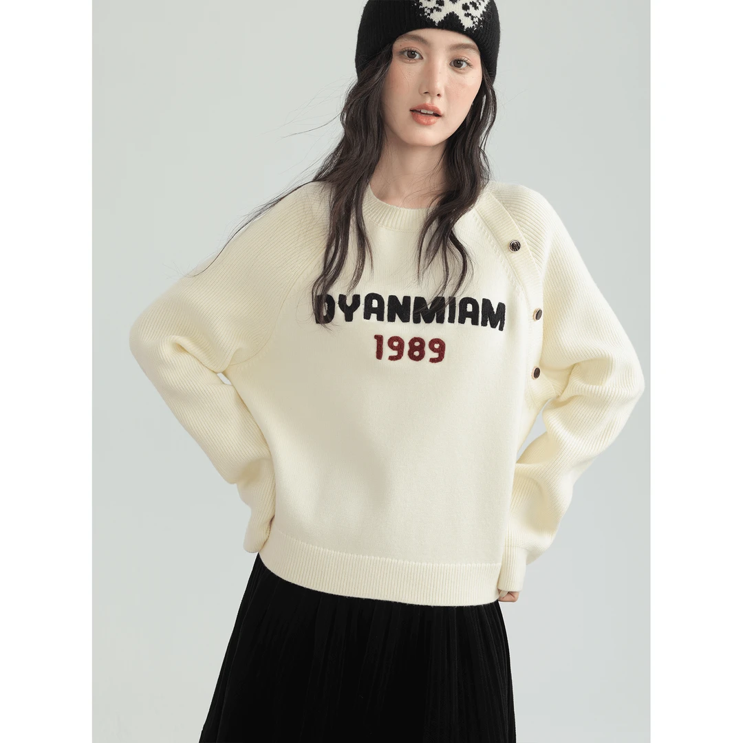 爱蔷薇胖mm大码毛巾绣毛衣女2024新款针织上衣秋冬打底衫GT75097