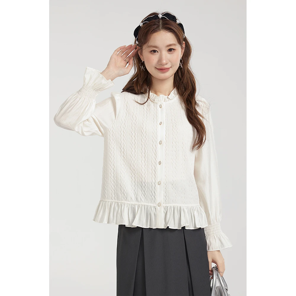 爱蔷薇高级感洋气衬衫女大码胖mm打底衫秋装衬衣宽松上衣GT71644