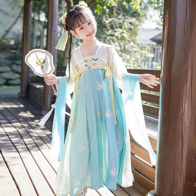 汉服女童春秋款儿童古风超仙古装襦裙中国风女孩连衣裙春2024新款