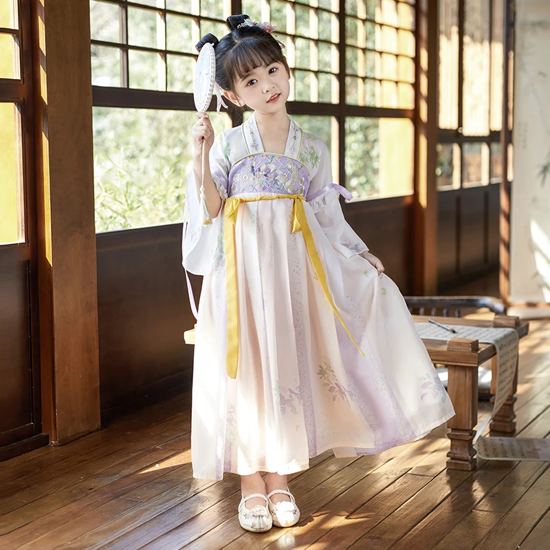 汉服女童春秋款儿童古风超仙襦裙中国风2024新款小女孩古装连衣裙