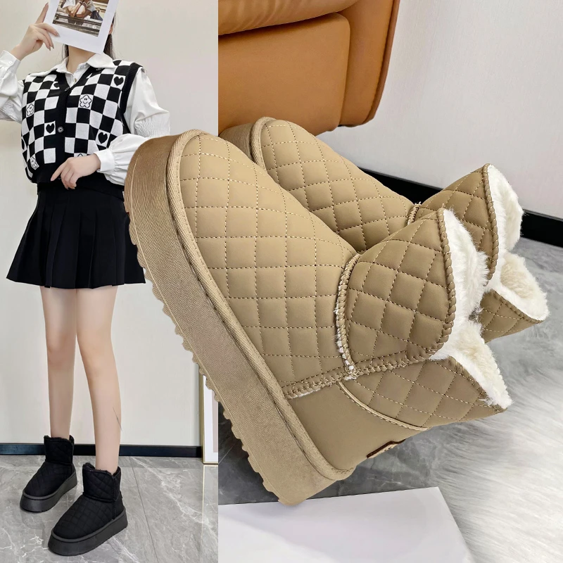 加厚加绒雪地靴女2025冬季新款鞋子百搭厚底女鞋保暖棉鞋短筒靴子