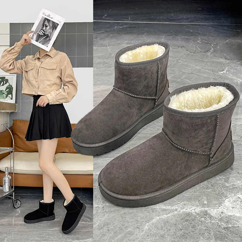 加绒加厚雪地靴2024冬季新款保暖棉鞋棉靴韩版百搭短靴女短筒靴子