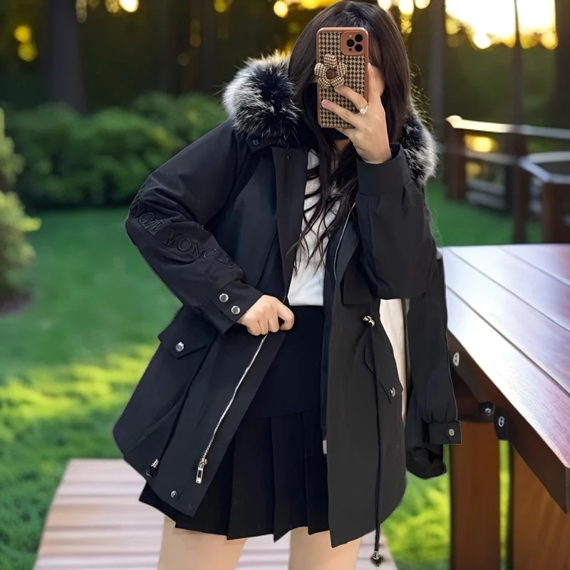 ｛刺绣｝毛袖毛帽女款时尚休闲百搭连帽保暖冬季经典女士派克服