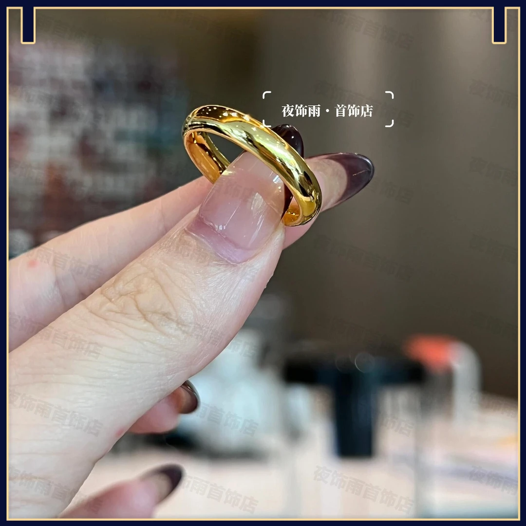 铜合金戒指 泥鳅背素圈戒指黄金色指环闭口戒男女情侣对戒尾戒1