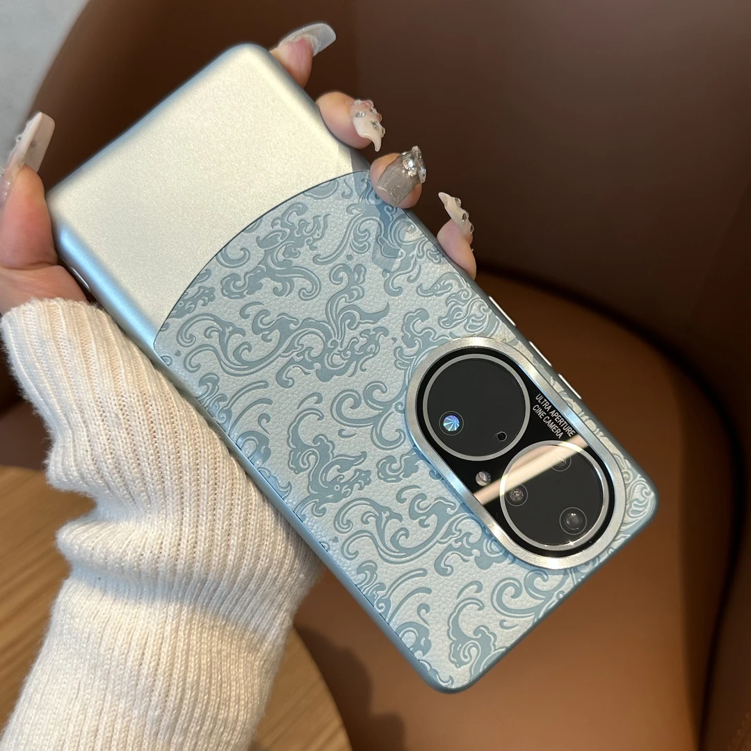 【适用华为p50pro】全包手机壳新款国风云龙纹高清玻璃镜头膜防摔壳