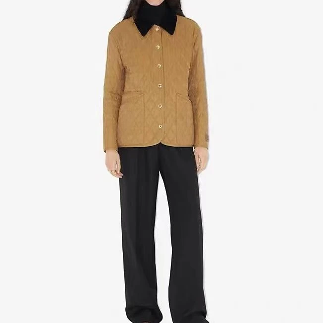 yd1286 CLD英国品牌巴家菱格拼接撞色棉服