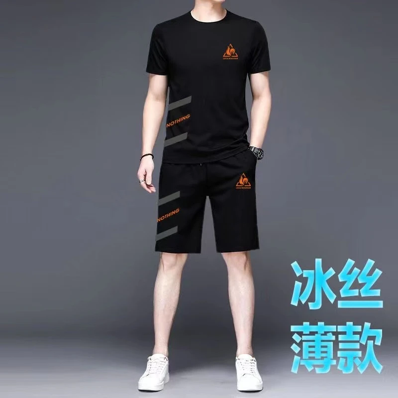 夏季运动套装男士t恤薄款速干宽松跑步休闲短裤短袖外穿衣服恤男