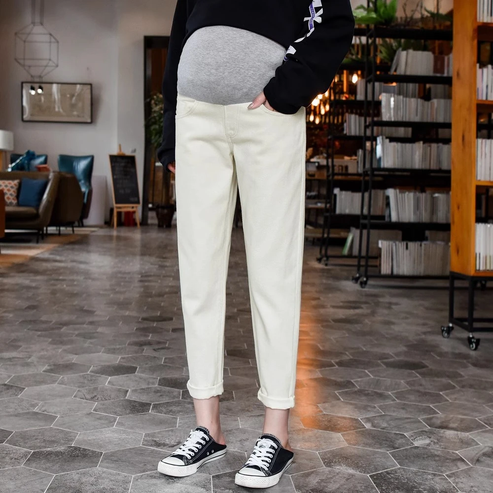 孕妇裤子老爹裤秋冬款时尚托腹直筒休闲牛仔裤宽松显瘦孕妇哈伦裤