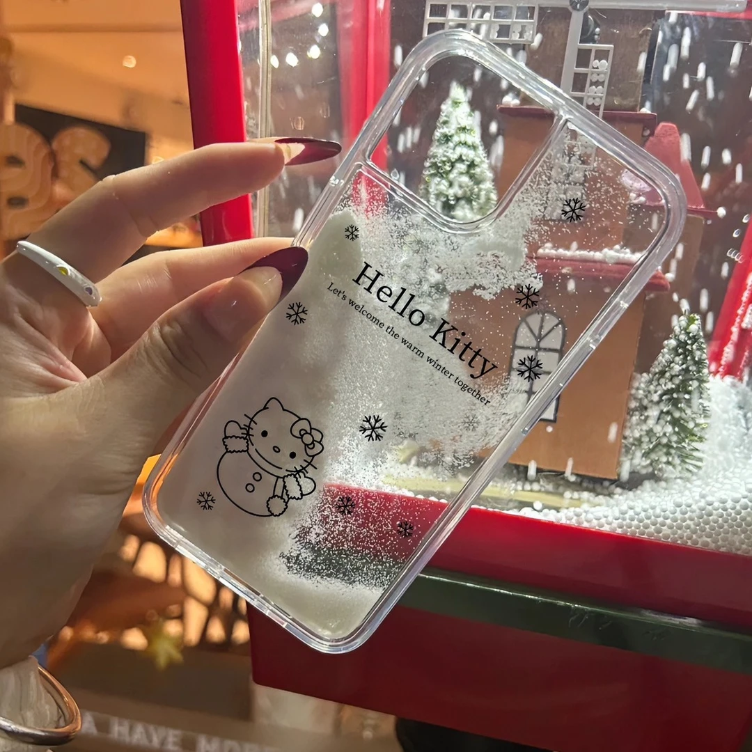 雪人凯蒂适用苹果15趣味手机壳iphone13/14promax防摔11/12流沙壳