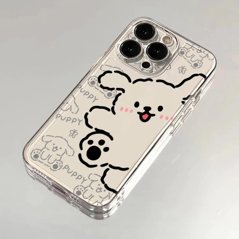 ins素描线条小狗适用iPhone15/14promax手机壳苹果13/12/11软xr套