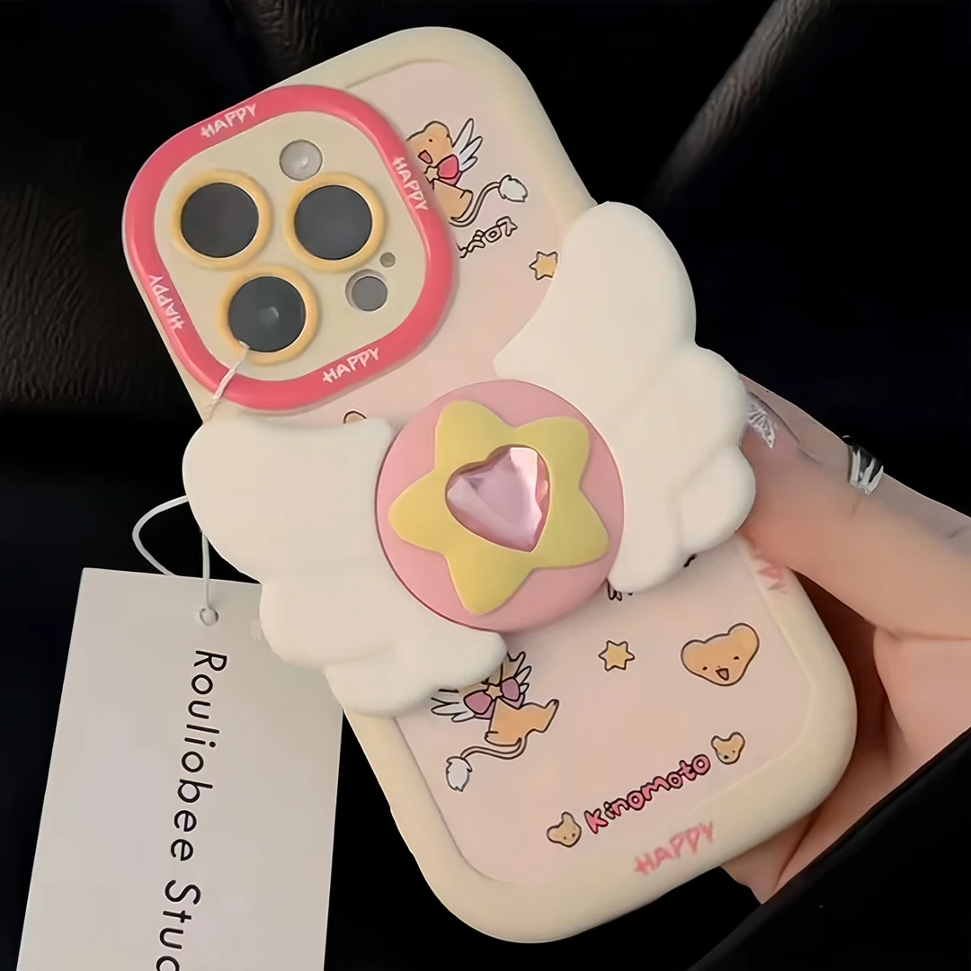 摩卡小可iphone15/13苹果14星星翅膀支架手机壳华为vivo小米oppo