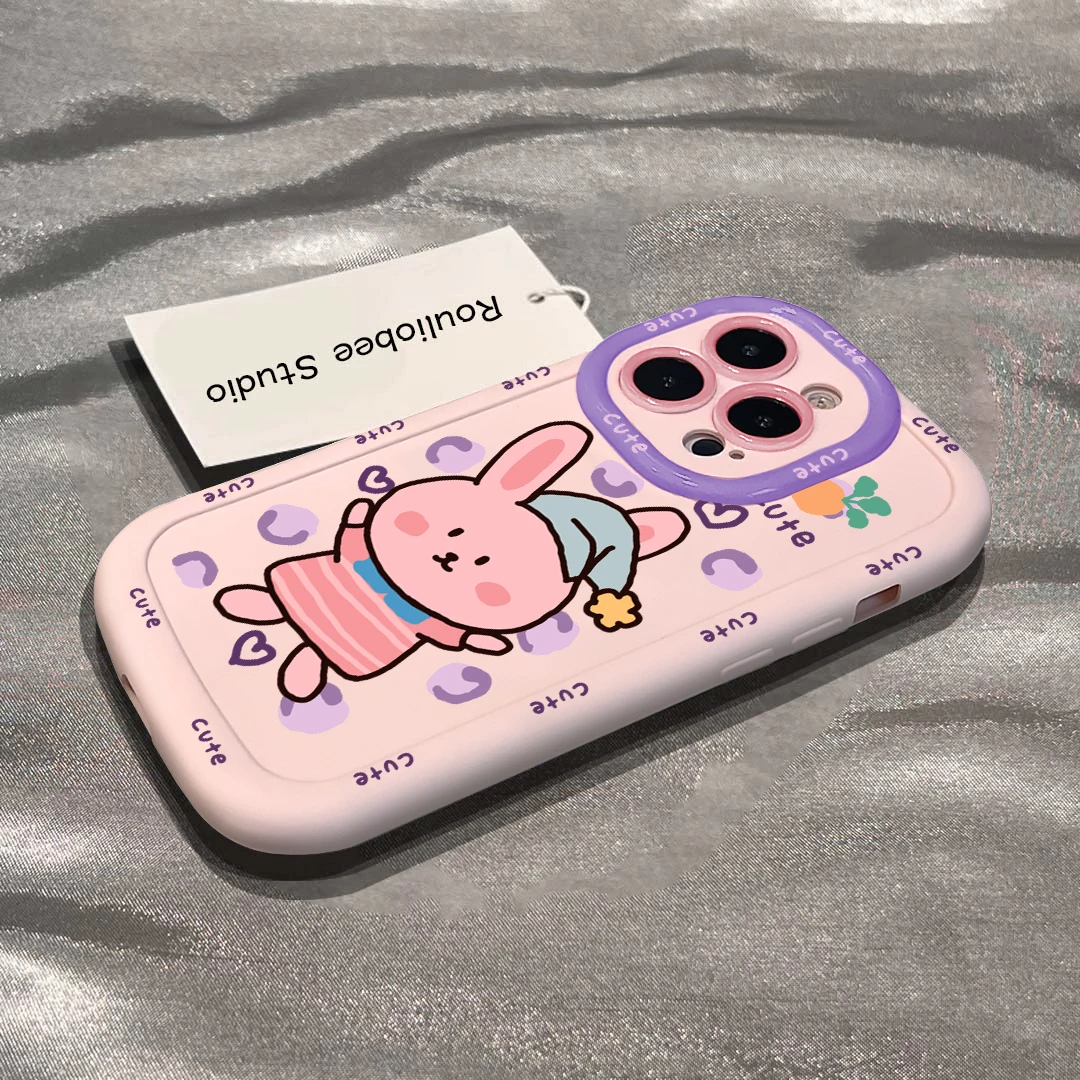 睡衣粉兔适用苹果15ProMax手机壳iPhone14/13/12/11泡芙壳xs/xr软