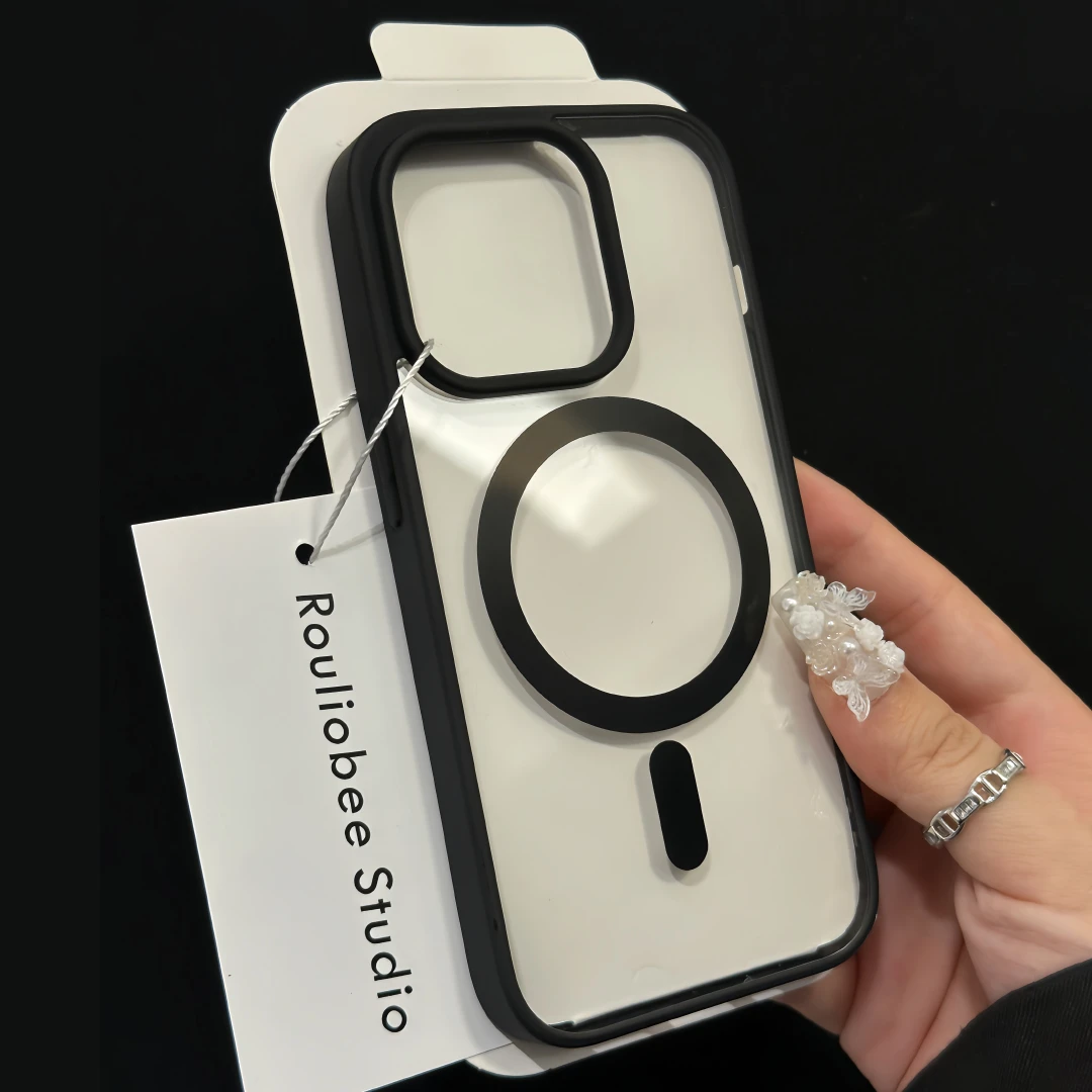 高级黑边无线磁吸充电苹果15/14promax手机壳iPhone13/12肤感11套