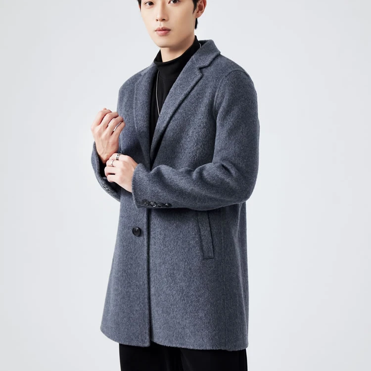 大衣男士中长款2024秋冬季羊毛高级感风衣外套潮