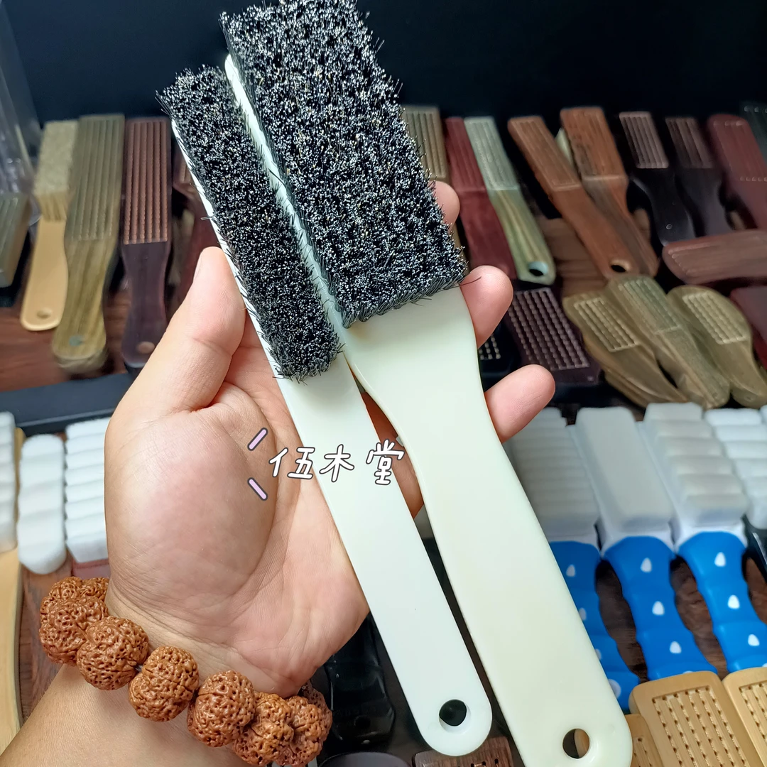 小白特硬猪鬃根部文玩刷 清理保养抛光上色高端一级野鬃手工码线/