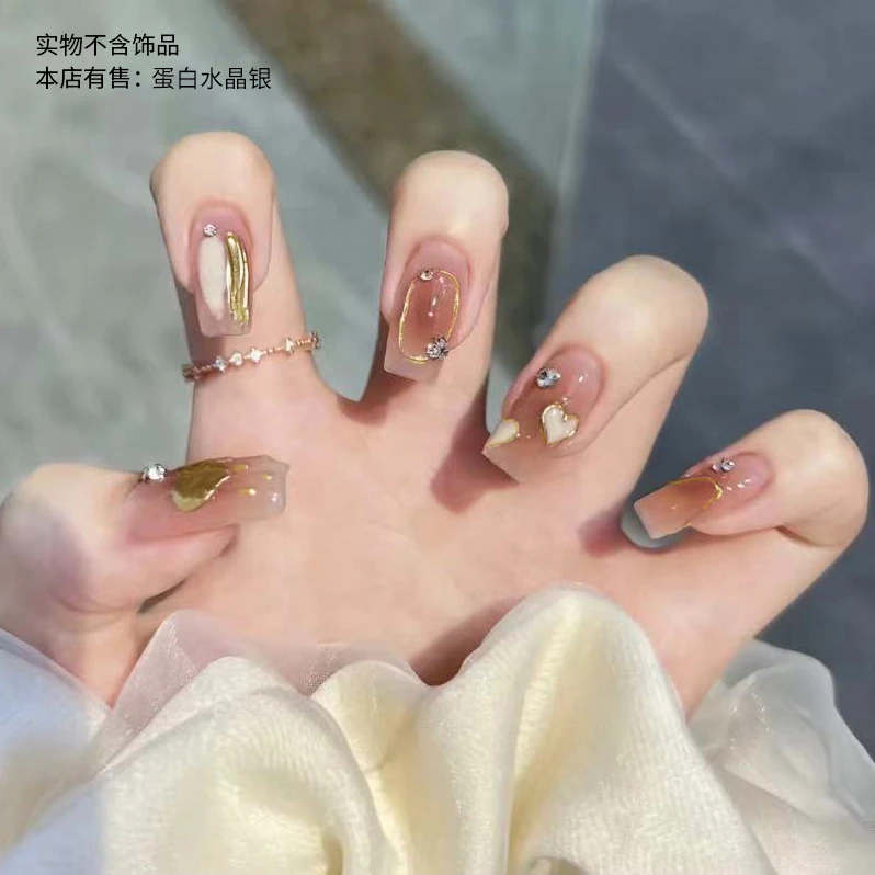 【ES407】20指照灯变硬的uv半固化凝胶美甲贴纸全贴半烤指甲贴纸