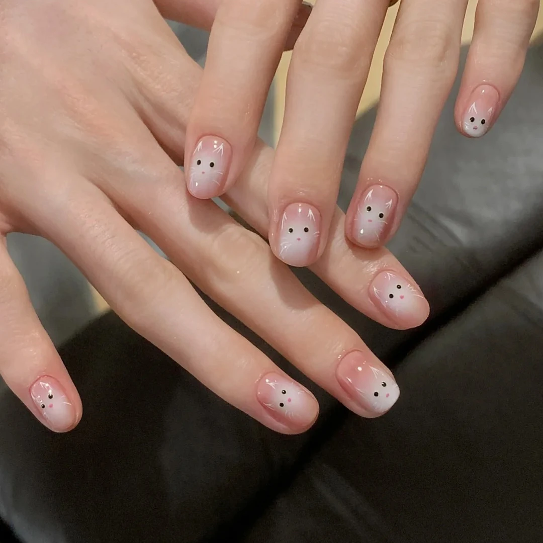 【ES674】20指照灯变硬的uv半固化凝胶美甲贴纸全贴半烤指甲贴纸