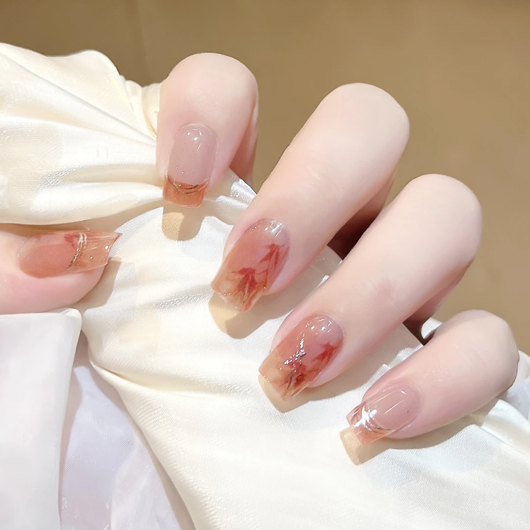 【ES594】20指照灯变硬的uv半固化凝胶美甲贴纸全贴半烤指甲贴纸