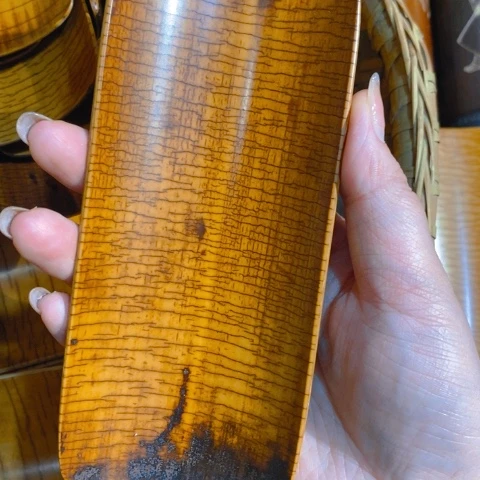 老煤竹手工抛光冰裂纹茶则