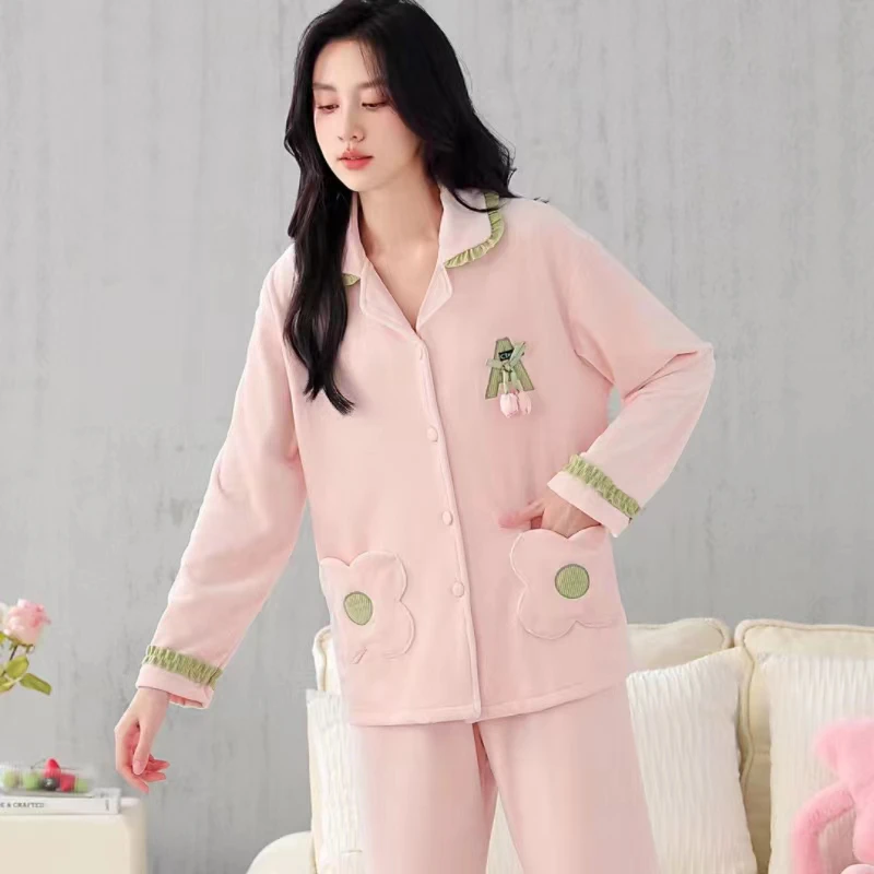 【双面海岛绒】秋冬保暖舒适海岛绒睡衣家居服套装