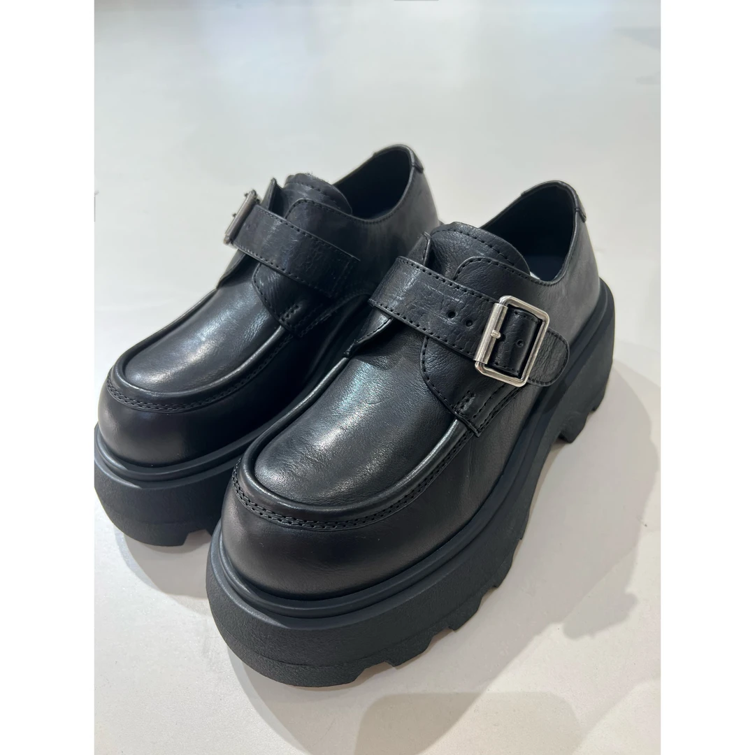 YIYI  2024百搭时尚单品  圆头侧钗复古粗跟舒适百搭乐福鞋