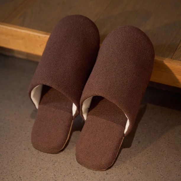 2024棉麻柔软静音麂皮鞋底防滑拖鞋