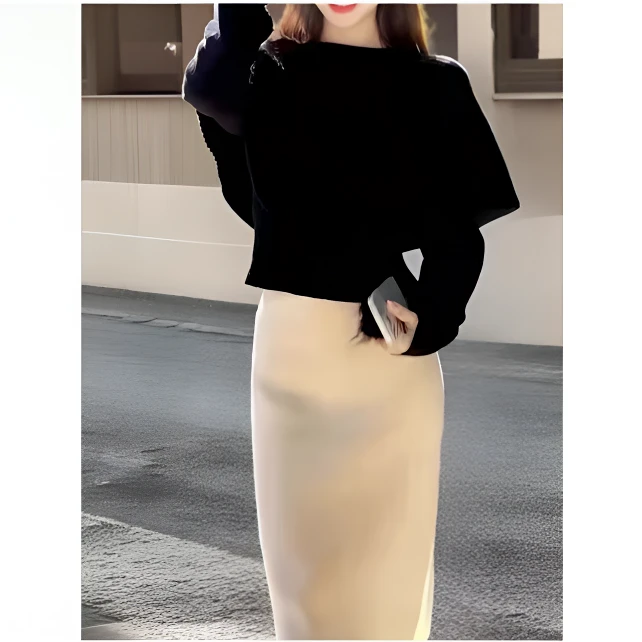 【极简主义】2024秋冬新款穿搭女法式高级感修身气质斗篷毛衣上衣