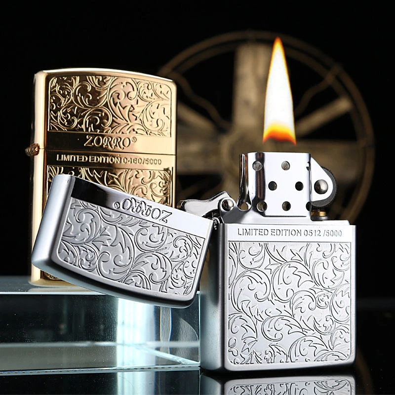 佐罗经典网红唐草花双面创意煤油打火机高档防风个性送男士礼物