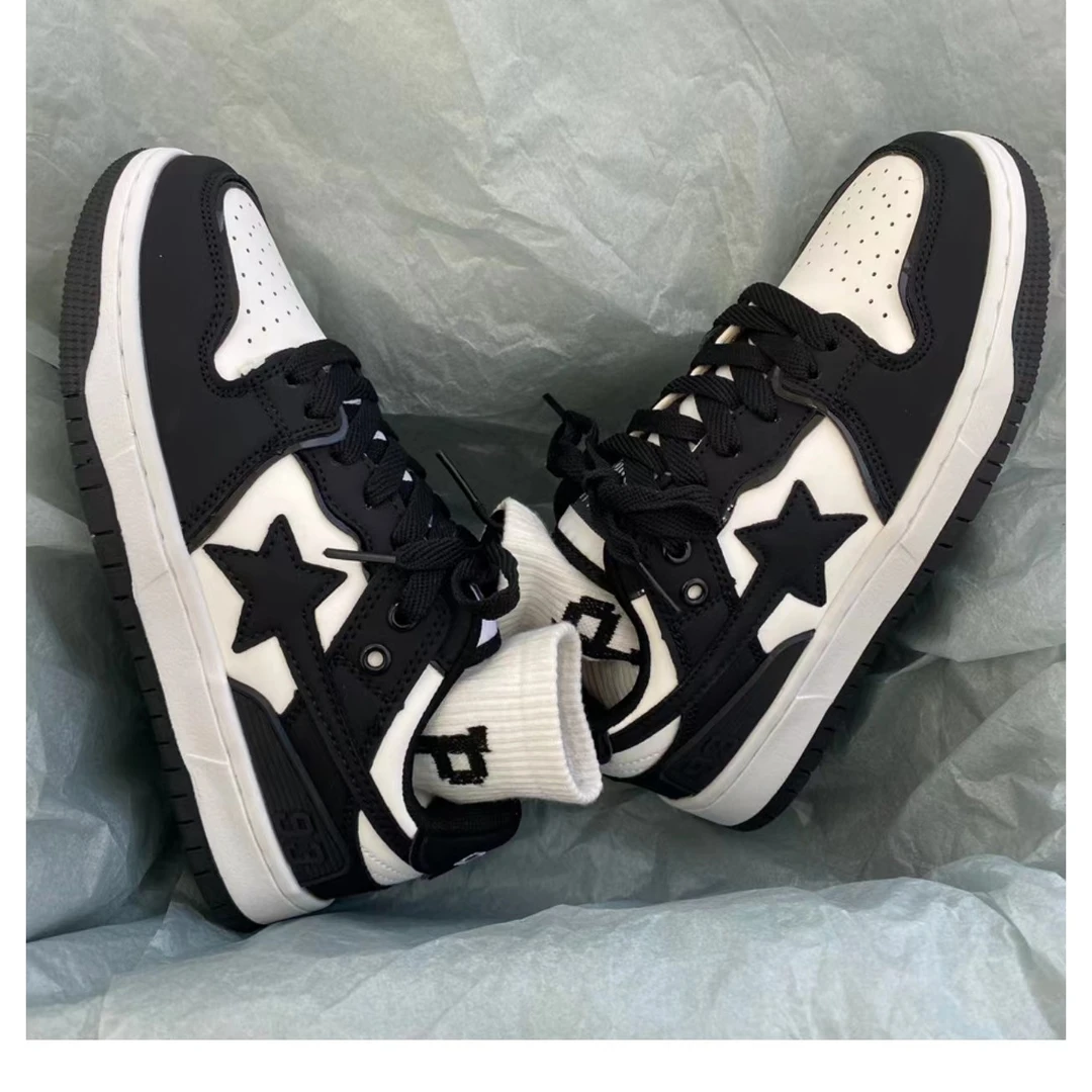 夏季ins潮学生小众小白鞋子撞色星星板鞋情侣百搭运动德训鞋子女