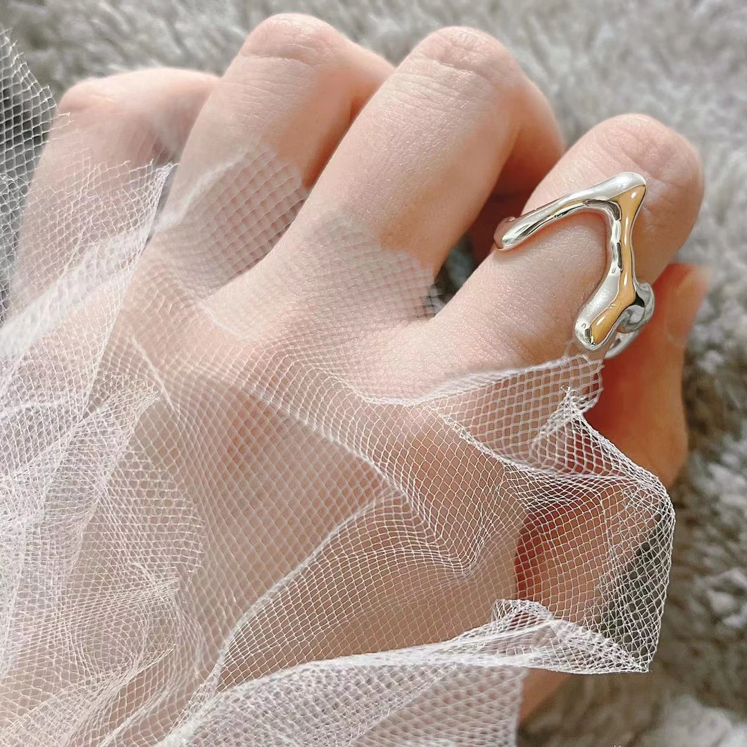 钛钢戒指 钛钢不规则造型简约小众设计款轻奢气质