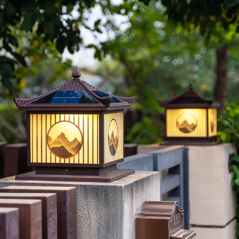 太阳能户外庭院LED柱头灯围墙灯别墅花园农村门口院子照明灯