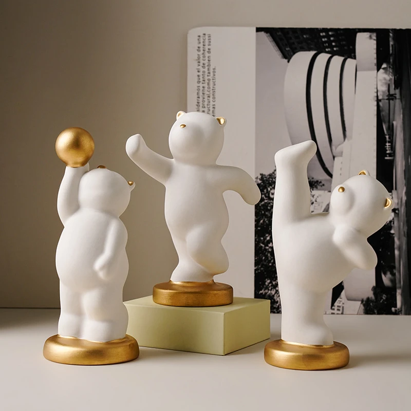 摆件家居客厅酒柜电视柜轻奢暴力熊陶瓷装饰品跨境热采