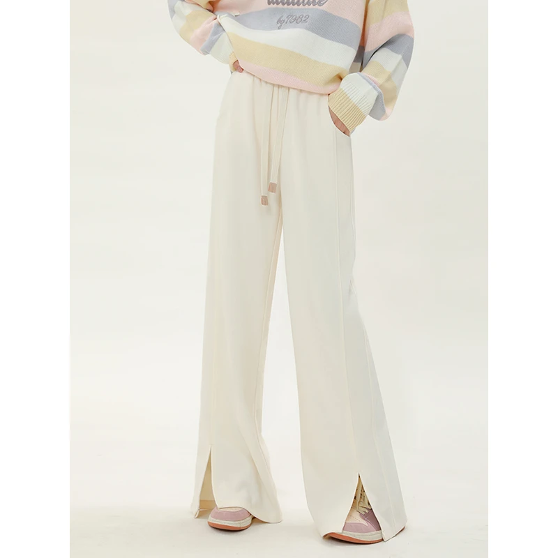 大sim小sim【遛弯裤】裤脚开叉设计休闲裤女显瘦宽松高腰阔腿裤9527